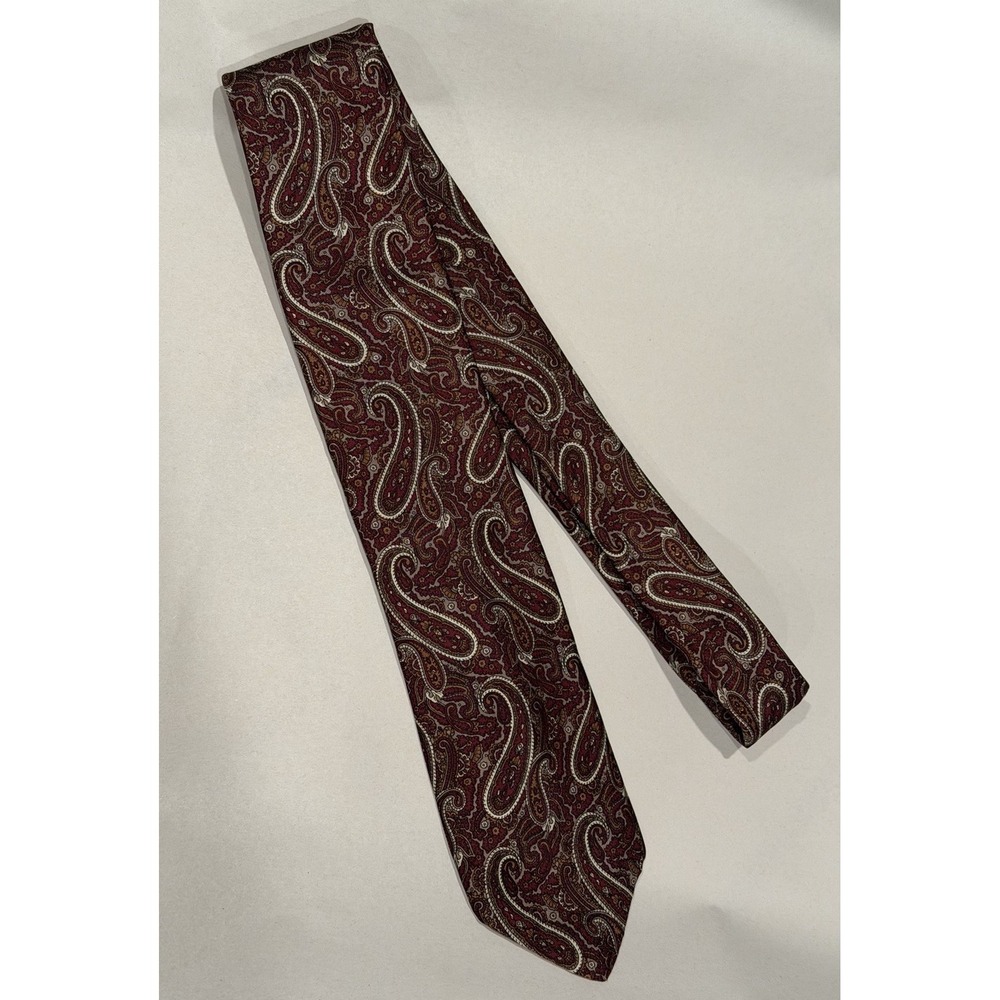 Vintage Don Loper Beverly Hills 80's Men's Necktie 100% Tricel Silk Red Paisley